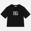 Jersey T-shirt with rhinestone logo
