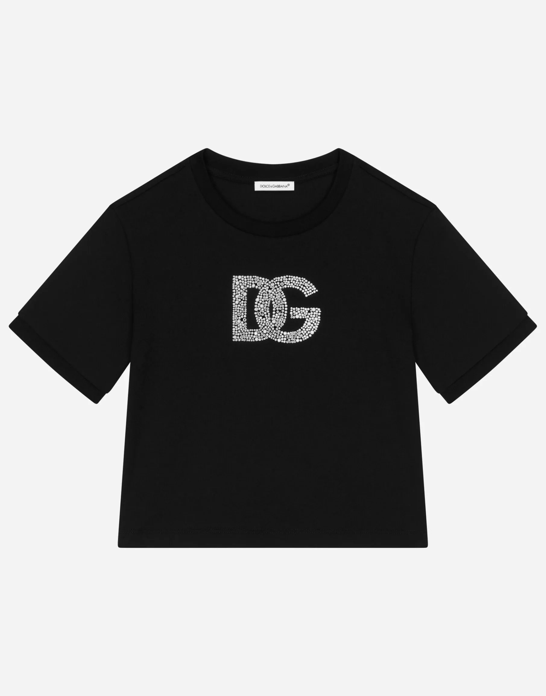 Jersey T-shirt with rhinestone logo