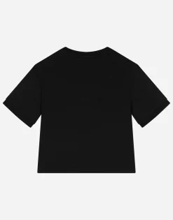 Jersey T-shirt with rhinestone logo