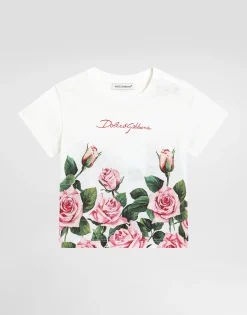 Jersey T-shirt with rose print