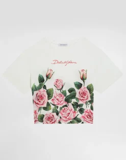 Jersey T-shirt with rose print