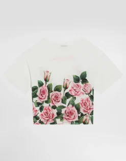 Jersey T-shirt with rose print