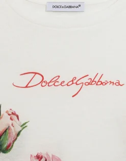 Jersey T-shirt with rose print