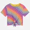 Jersey T-shirt with tie detail and all-over logo print