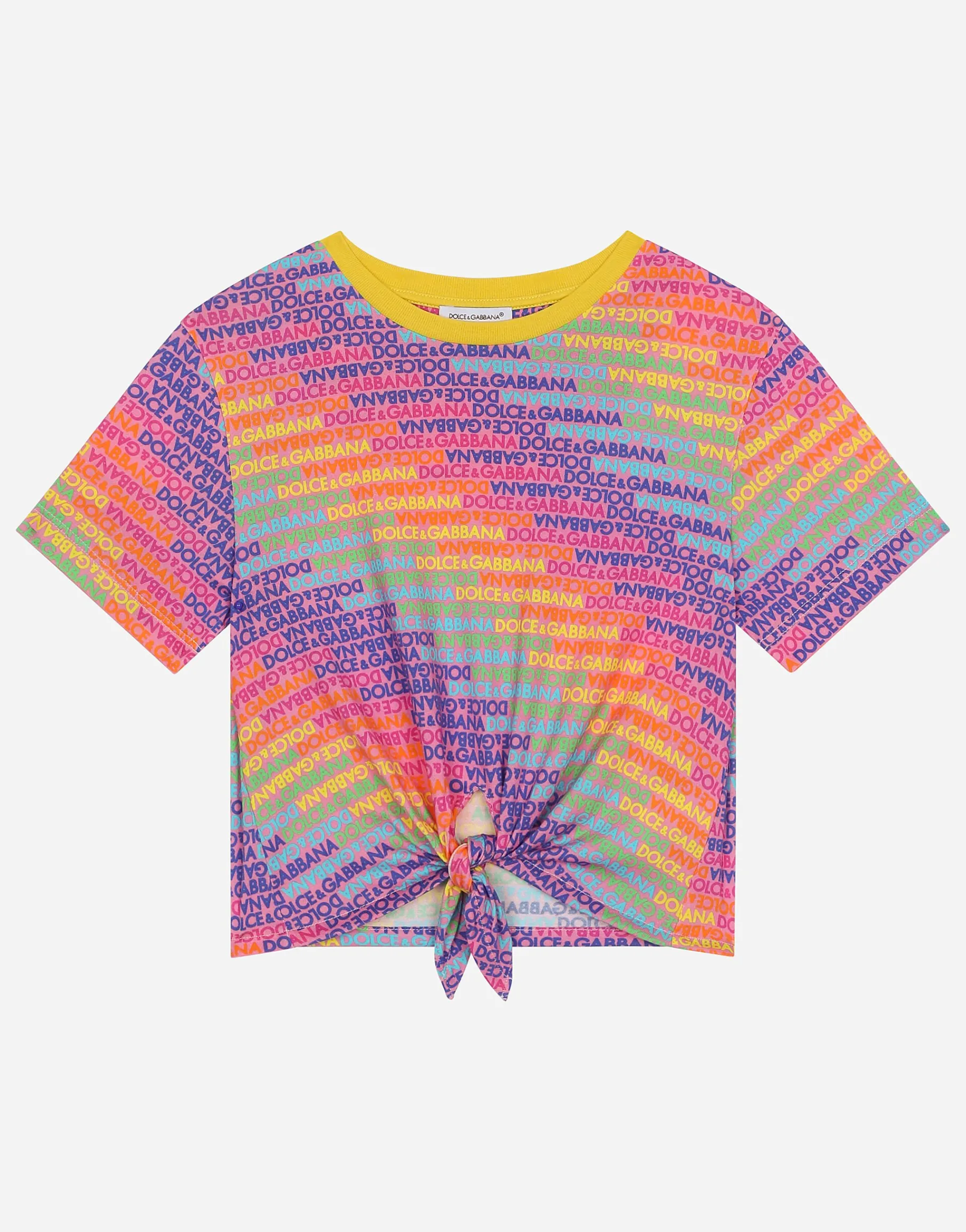 Jersey T-shirt with tie detail and all-over logo print