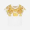 Jersey T-shirt with yellow majolica print and DG logo