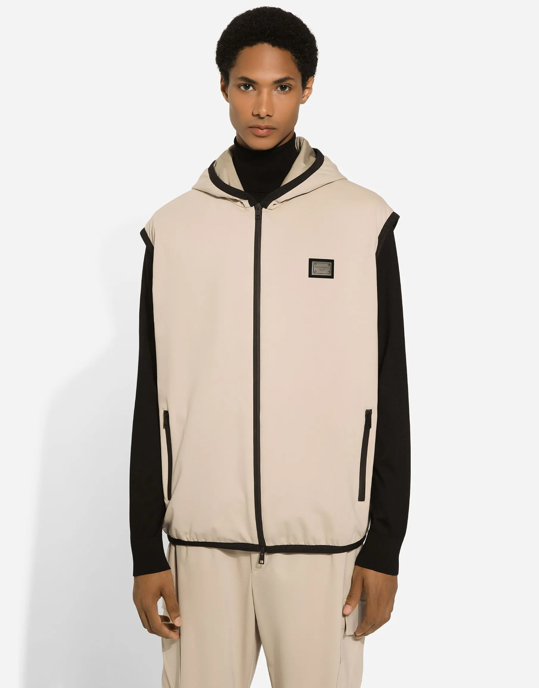 Jersey vest with hood