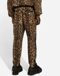 Jogging pants with leopard-print Crespo and tag
