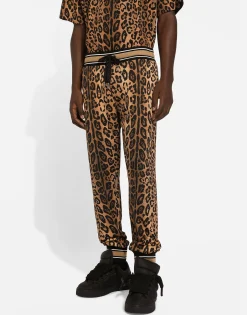 Jogging pants with leopard-print Crespo and tag