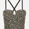 KIM DOLCE&GABBANA Corset top with rhinestone embellishment