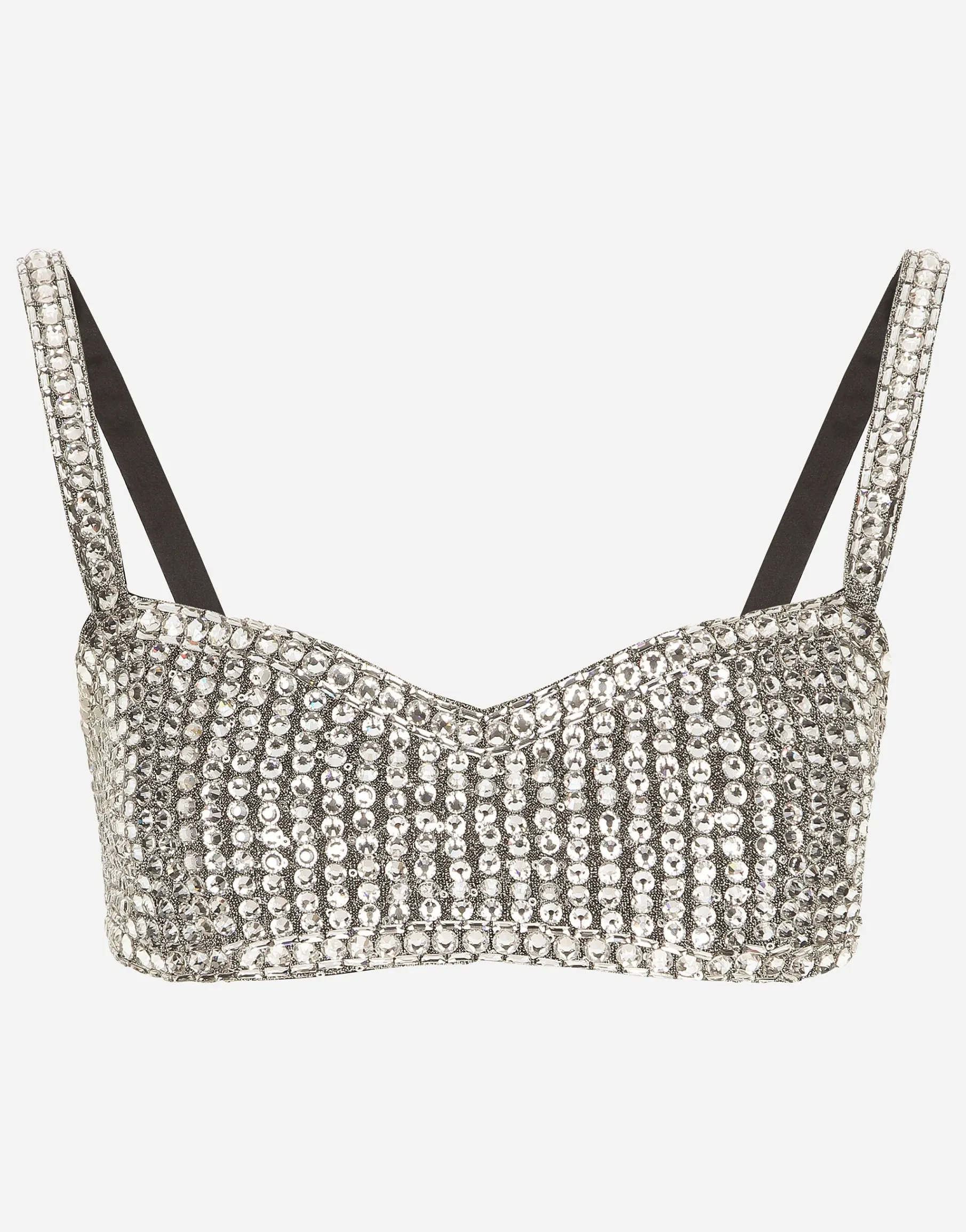 KIM DOLCE&GABBANA Crop top with fusible rhinestones