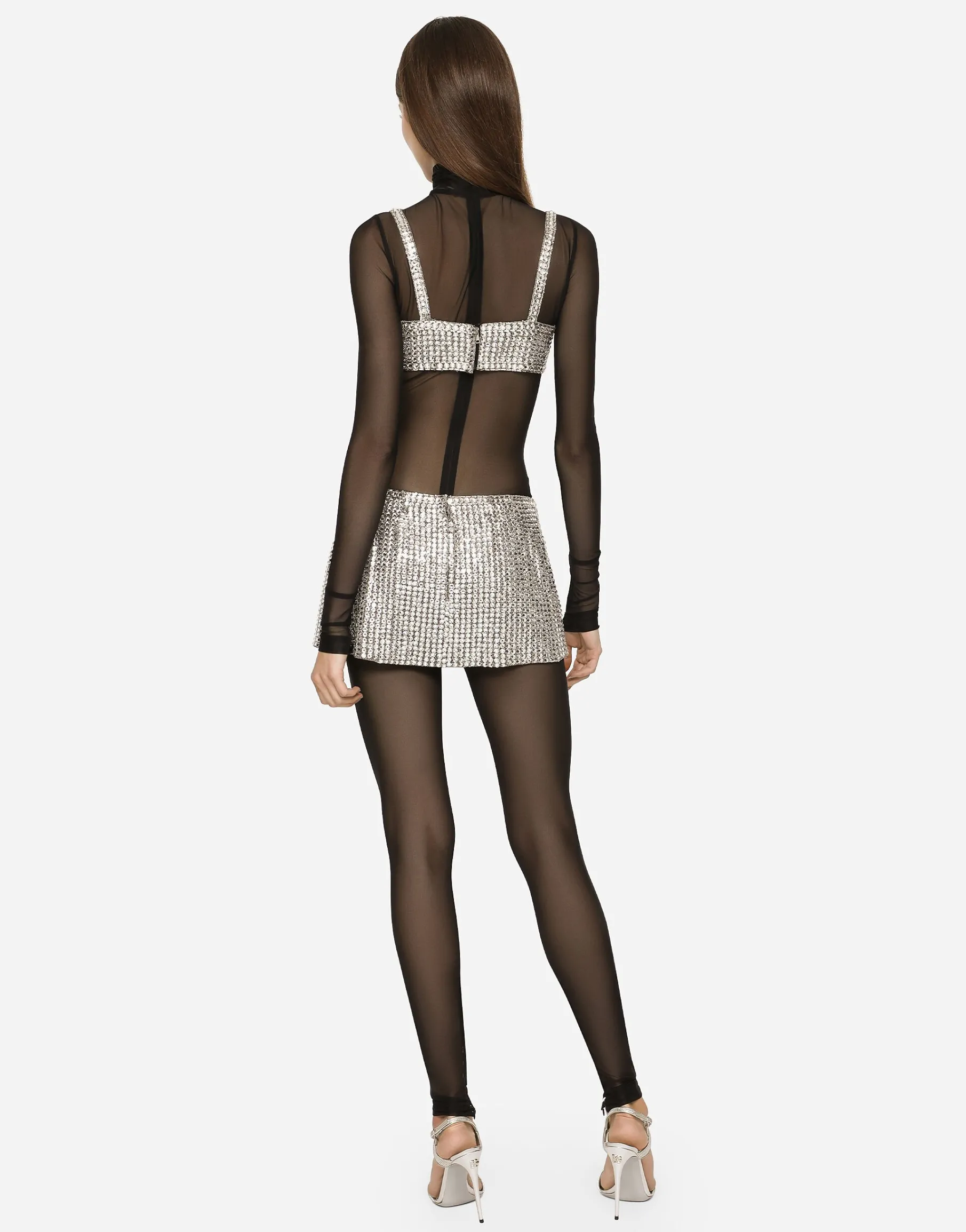 KIM DOLCE&GABBANA Crop top with fusible rhinestones