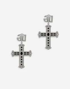 KIM DOLCE&GABBANA Cross earrings with rhinestone accents