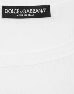 KIM DOLCE&GABBANA Fine-rib cotton tank top with the Re-Edition label