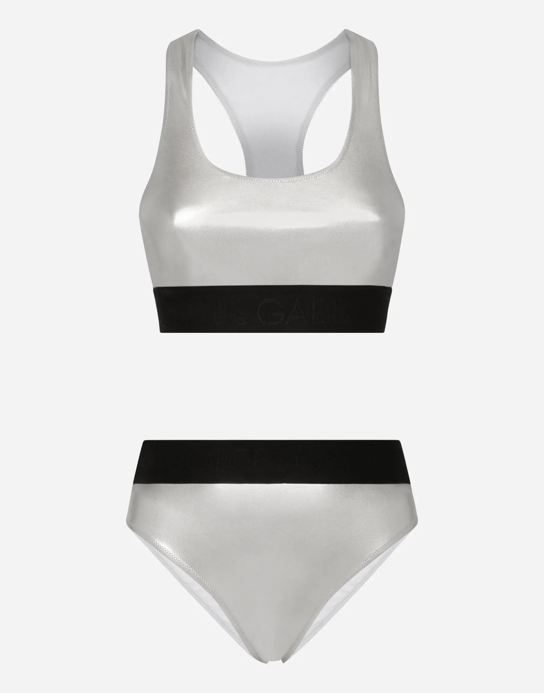 KIM DOLCE&GABBANA Foiled bikini with branded elastic