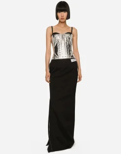 KIM DOLCE&GABBANA Foiled satin corset