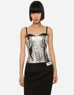 KIM DOLCE&GABBANA Foiled satin corset