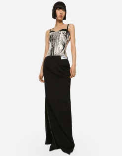 KIM DOLCE&GABBANA Foiled satin corset