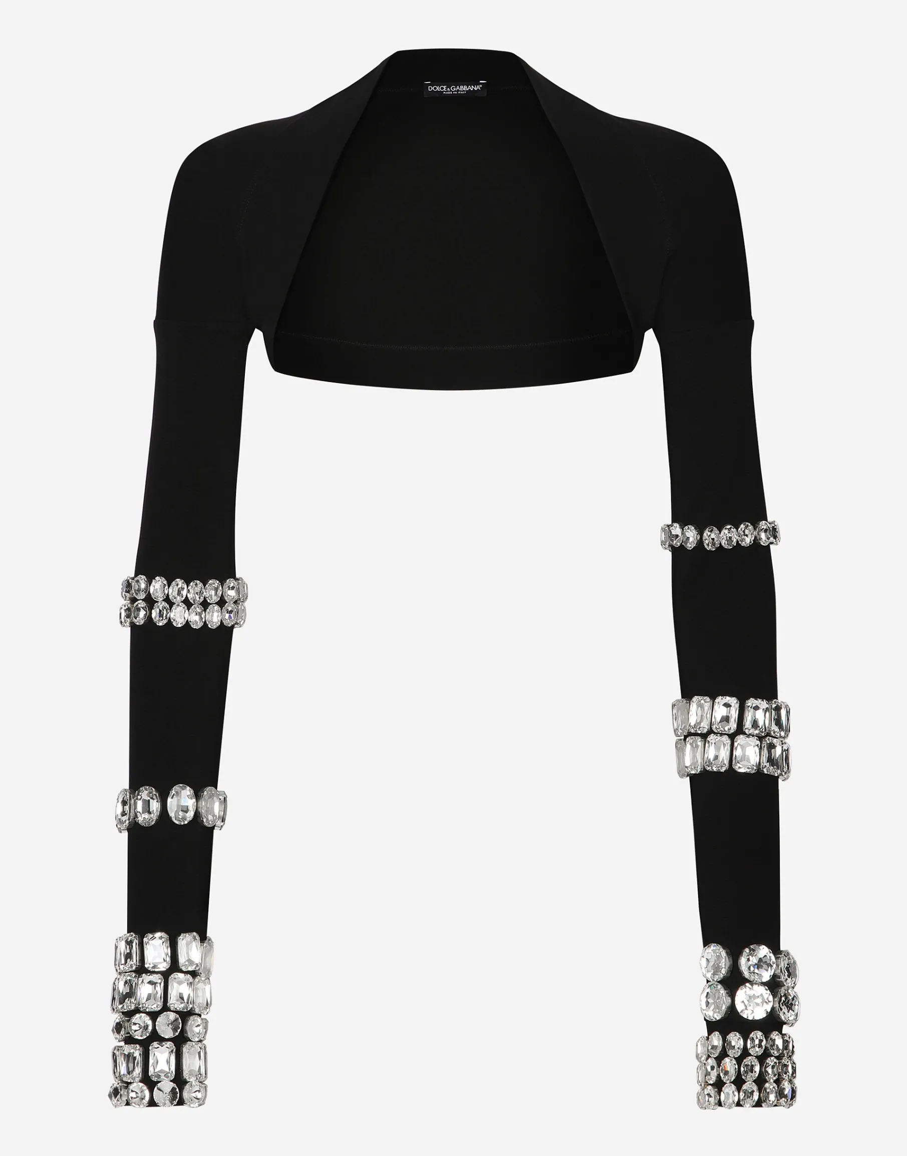 KIM DOLCE&GABBANA Jersey Milano rib shrug with rhinestone embellishment