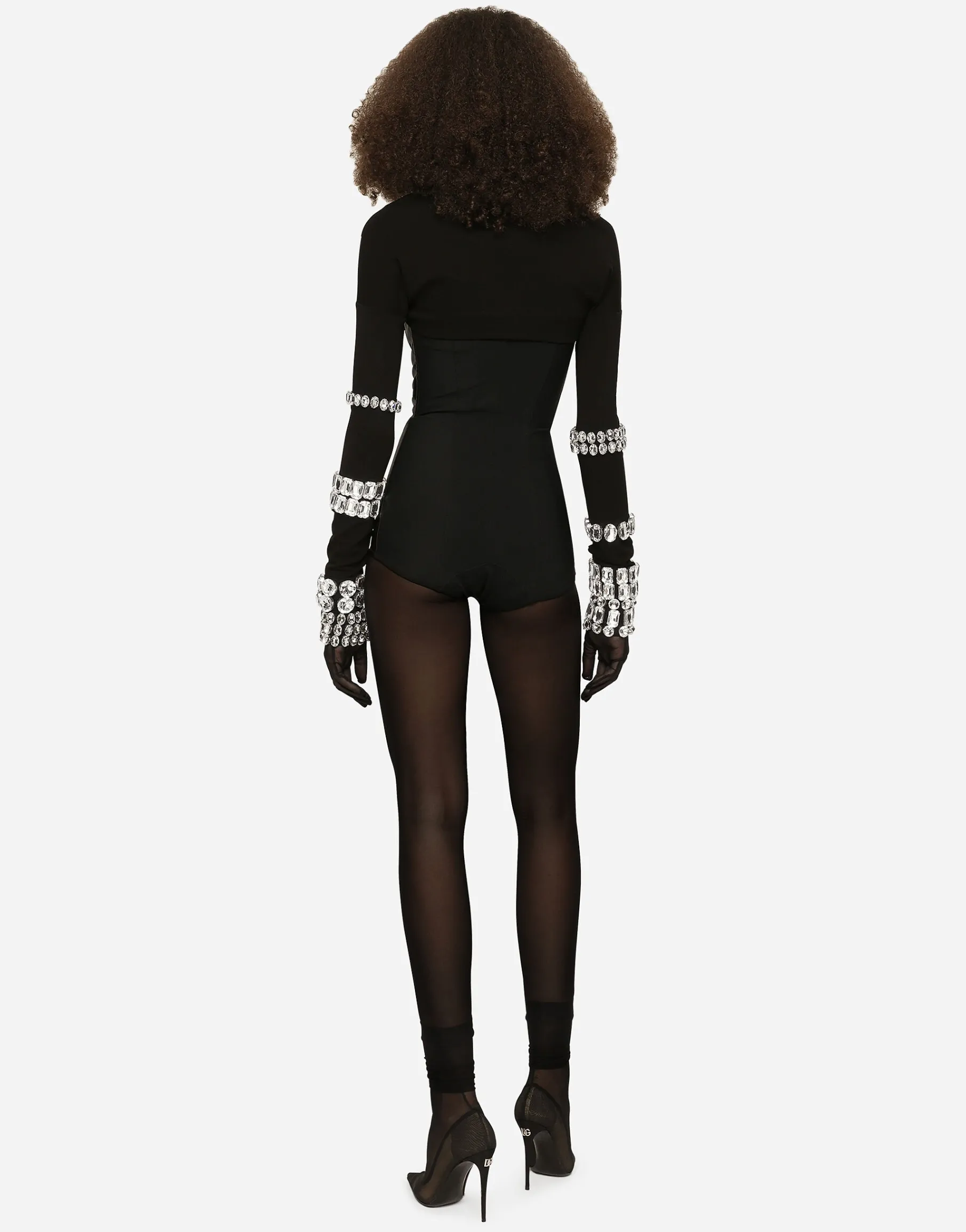 KIM DOLCE&GABBANA Jersey Milano rib shrug with rhinestone embellishment