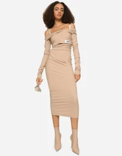 KIM DOLCE&GABBANA Jersey Milano rib calf-length dress