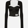 KIM DOLCE&GABBANA Jersey, satin and poplin corset top