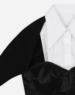 KIM DOLCE&GABBANA Jersey, satin and poplin corset top