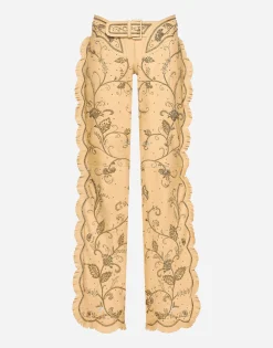 KIM DOLCE&GABBANA Leather pants with all-over embellishment