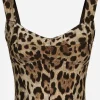 KIM DOLCE&GABBANA Leopard-print marquisette corset