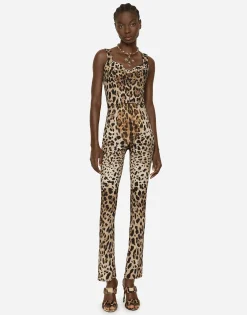 KIM DOLCE&GABBANA Leopard-print marquisette corset