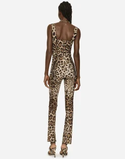 KIM DOLCE&GABBANA Leopard-print marquisette corset