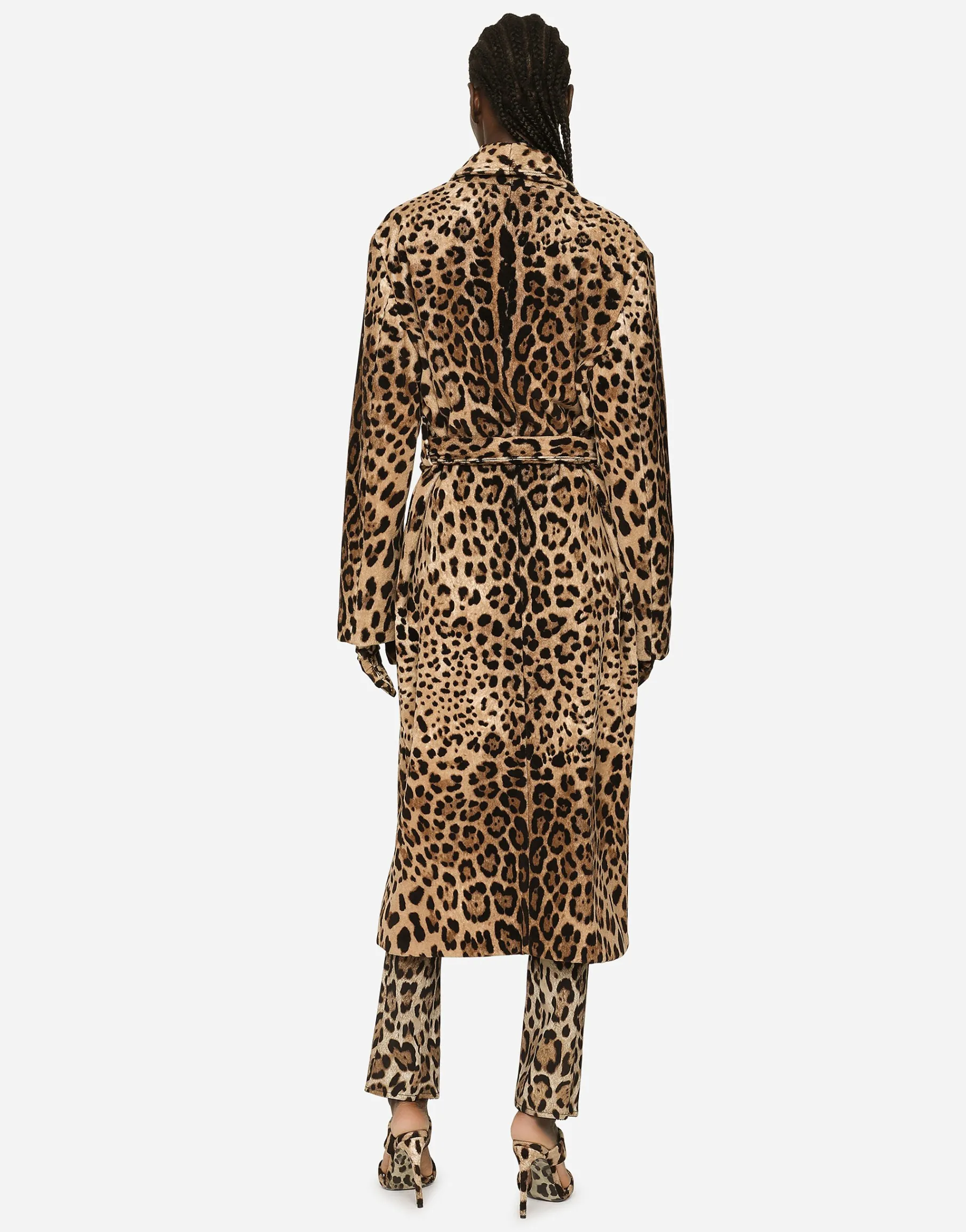 KIM DOLCE&GABBANA Leopard-print terrycloth coat with belt and the Re-Edition label