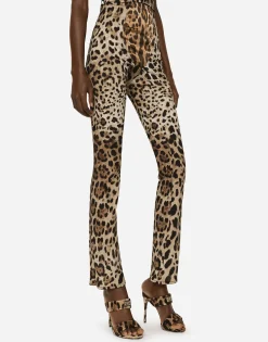 KIM DOLCE&GABBANA Leopard-print marquisette pants