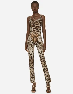 KIM DOLCE&GABBANA Leopard-print marquisette corset