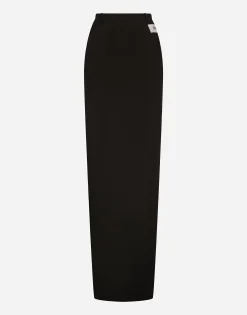 KIM DOLCE&GABBANA Long cady skirt with side zippers and slit