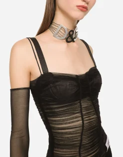 KIM DOLCE&GABBANA Long draped tulle dress