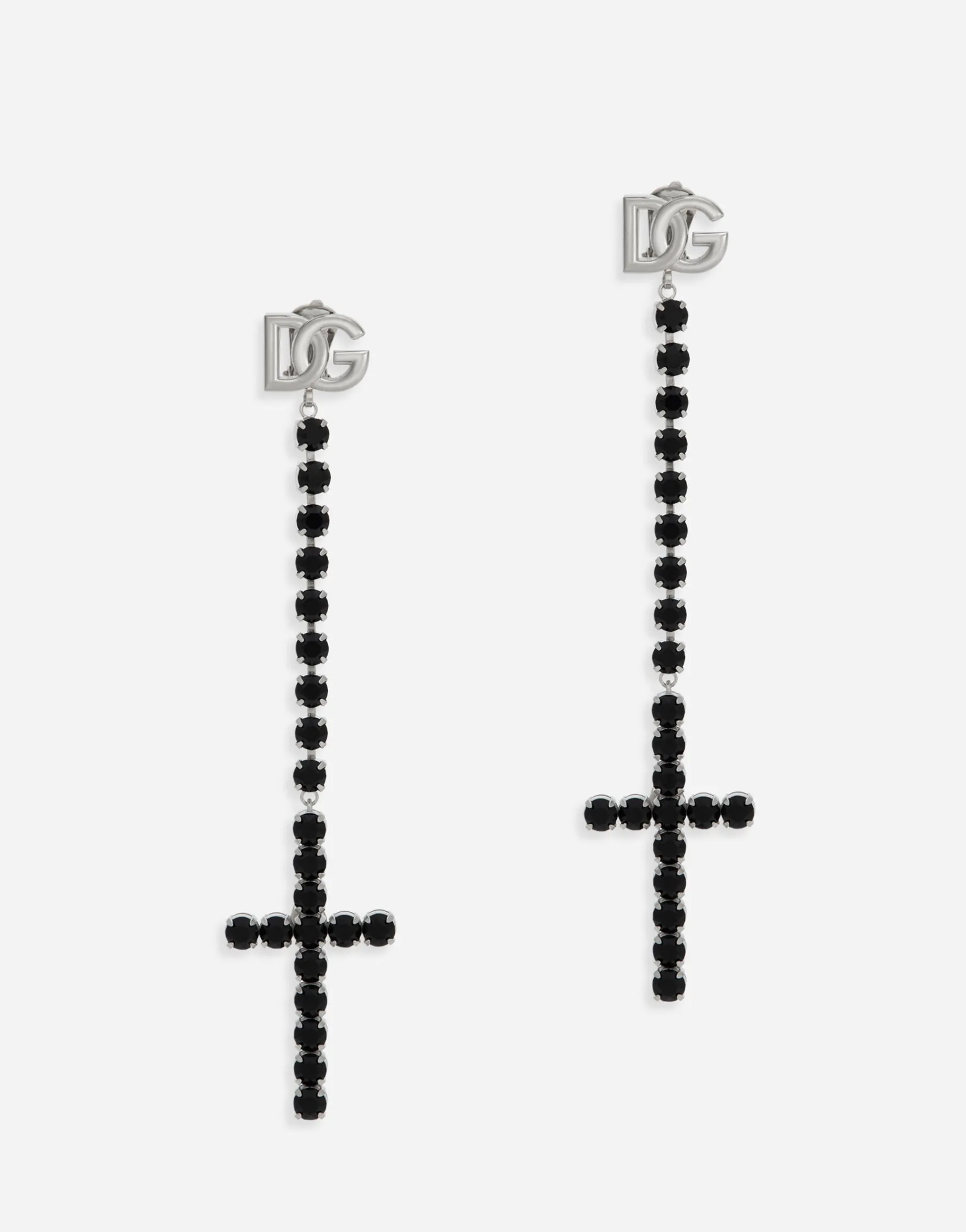 KIM DOLCE&GABBANA Long earrings with rhinestone-detailed crosses