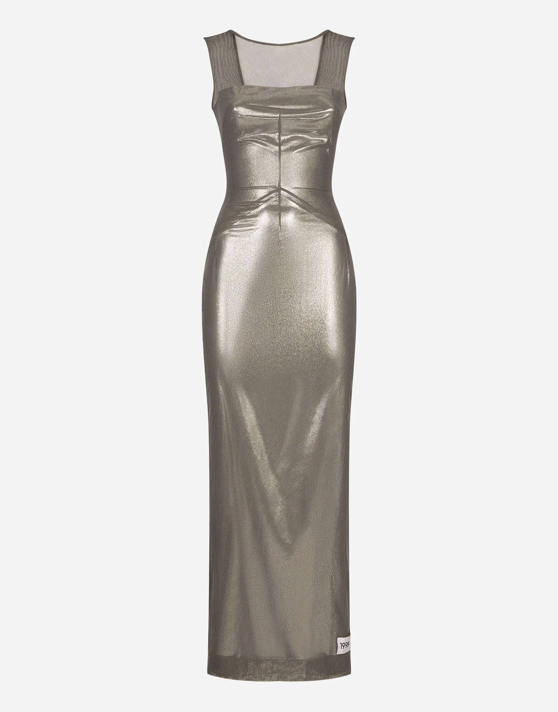 KIM DOLCE&GABBANA Long foiled jersey and tulle dress