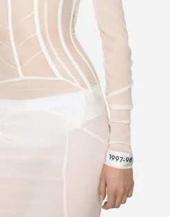 KIM DOLCE&GABBANA Long georgette dress with corset detailing