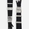 KIM DOLCE&GABBANA Long jersey gloves with rhinestone embellishment