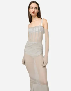 KIM DOLCE&GABBANA Long silk georgette dress