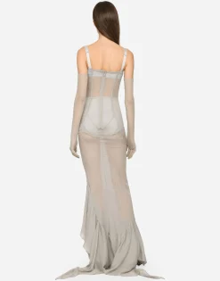 KIM DOLCE&GABBANA Long silk georgette dress
