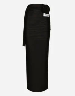 KIM DOLCE&GABBANA Long spandex jersey skirt with belt