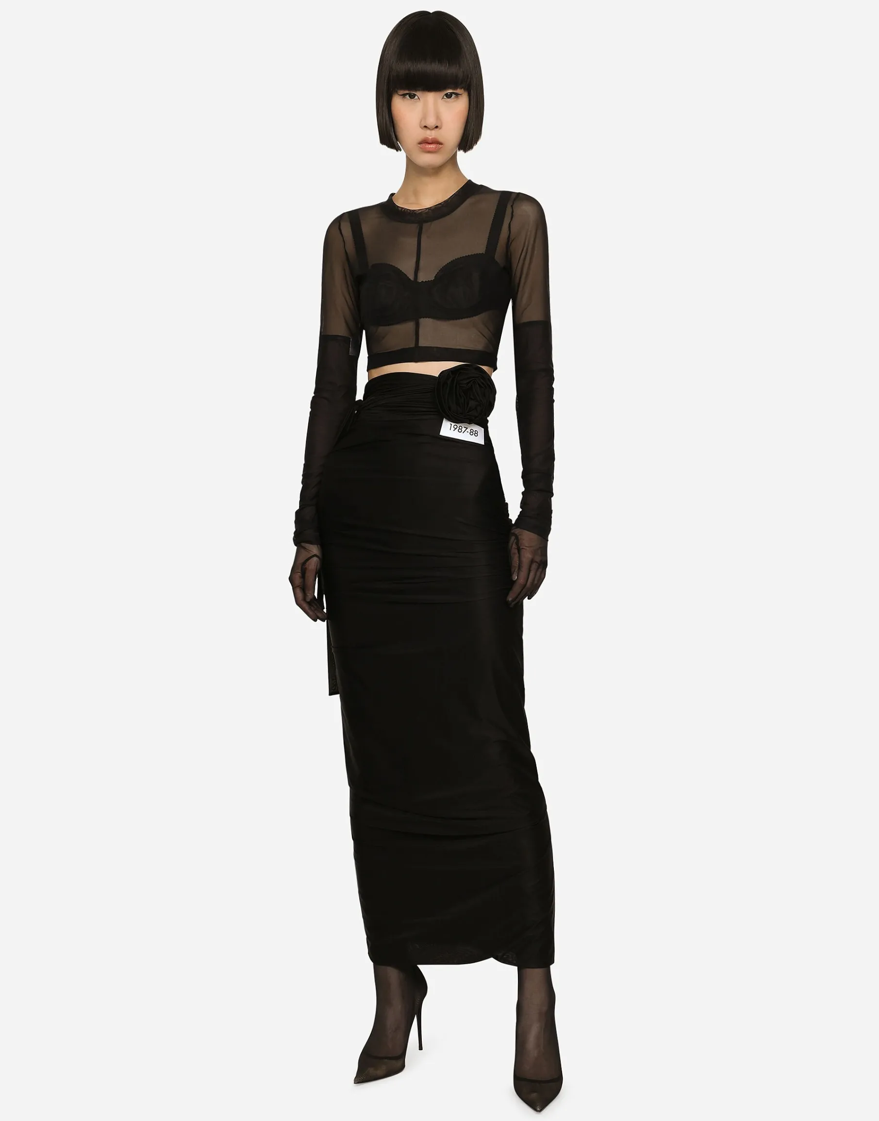 KIM DOLCE&GABBANA Long spandex jersey skirt with belt