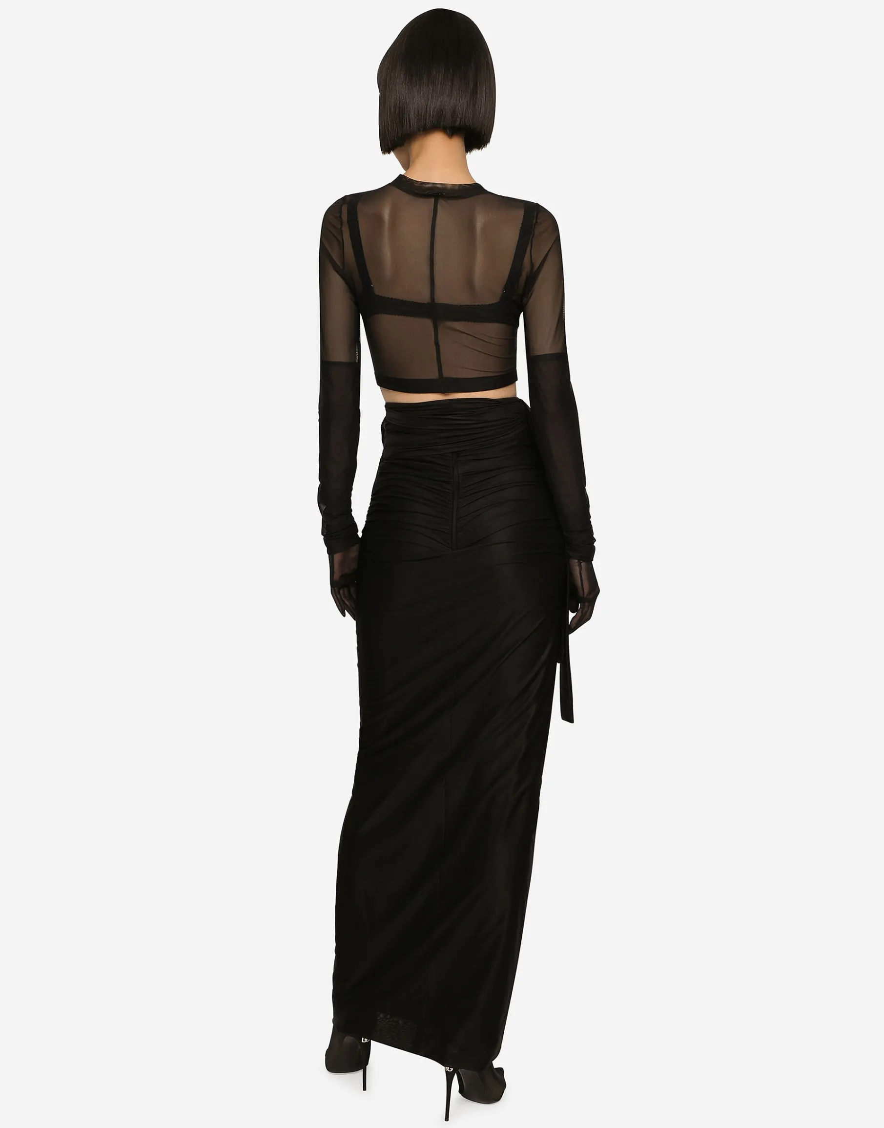 KIM DOLCE&GABBANA Long spandex jersey skirt with belt