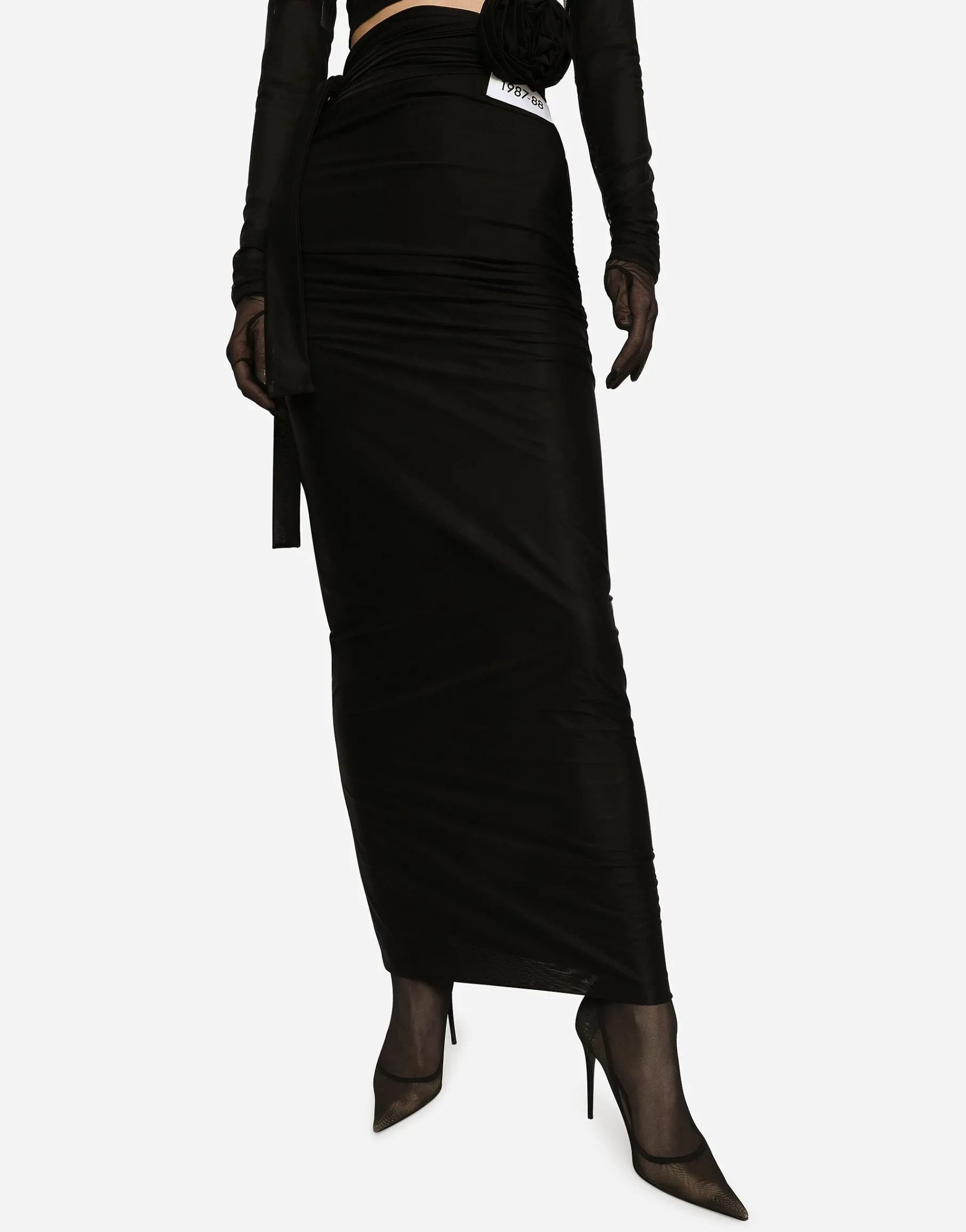 KIM DOLCE&GABBANA Long spandex jersey skirt with belt