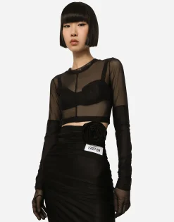 KIM DOLCE&GABBANA Long spandex jersey skirt with belt