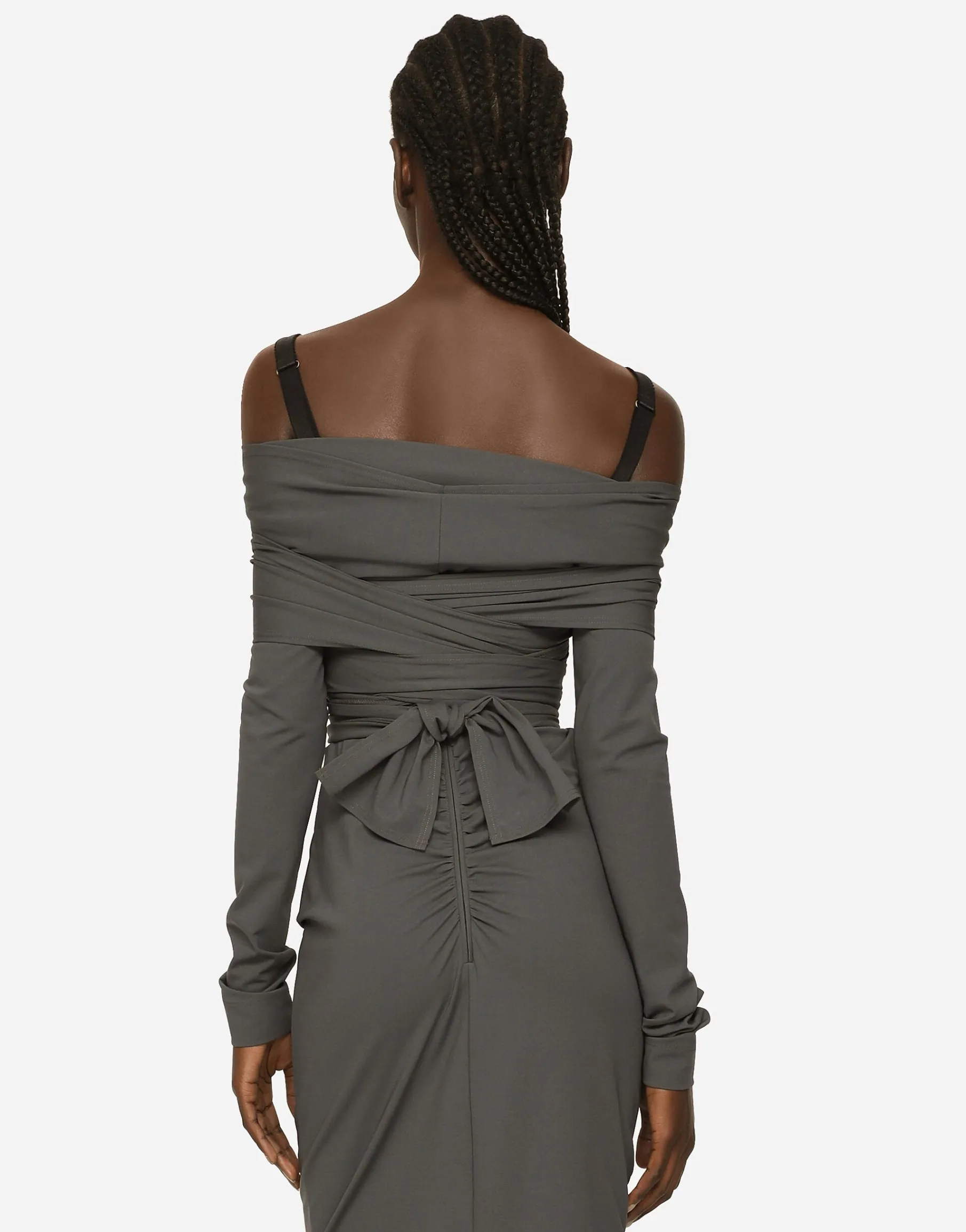 KIM DOLCE&GABBANA Long stretch jersey Milano rib dress