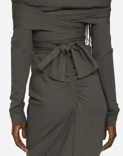 KIM DOLCE&GABBANA Long stretch jersey Milano rib dress