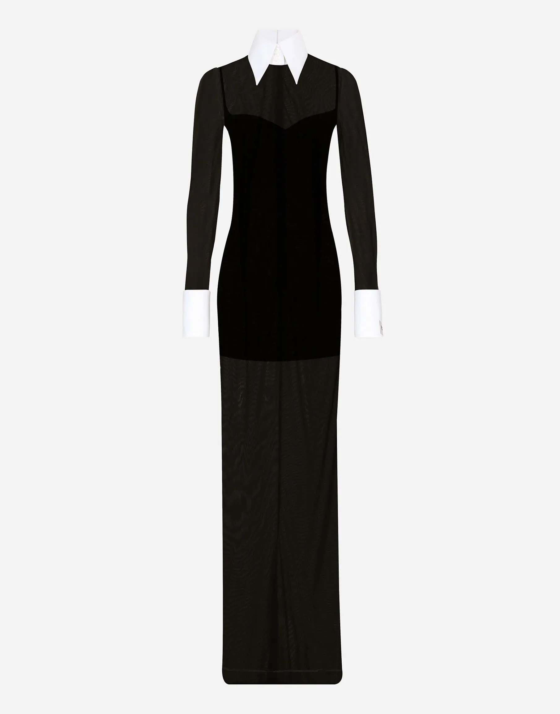 KIM DOLCE&GABBANA Long tulle dress with shirt detailing